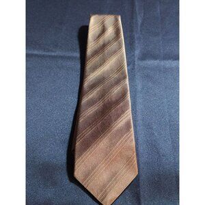 Brooks Brothers Makers 100% Silk Brown Diagonal Striped Mens Necktie Made In U.S